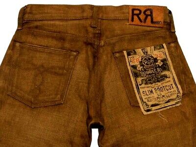 POLO RALPH LAUREN DOUBLE RL RRL BROWN JAPANESE SELVEDGE SLIM POLO RALPH LAUREN DOUBLE RL RRL BROWN JAPANESE SELVEDGE SLIM