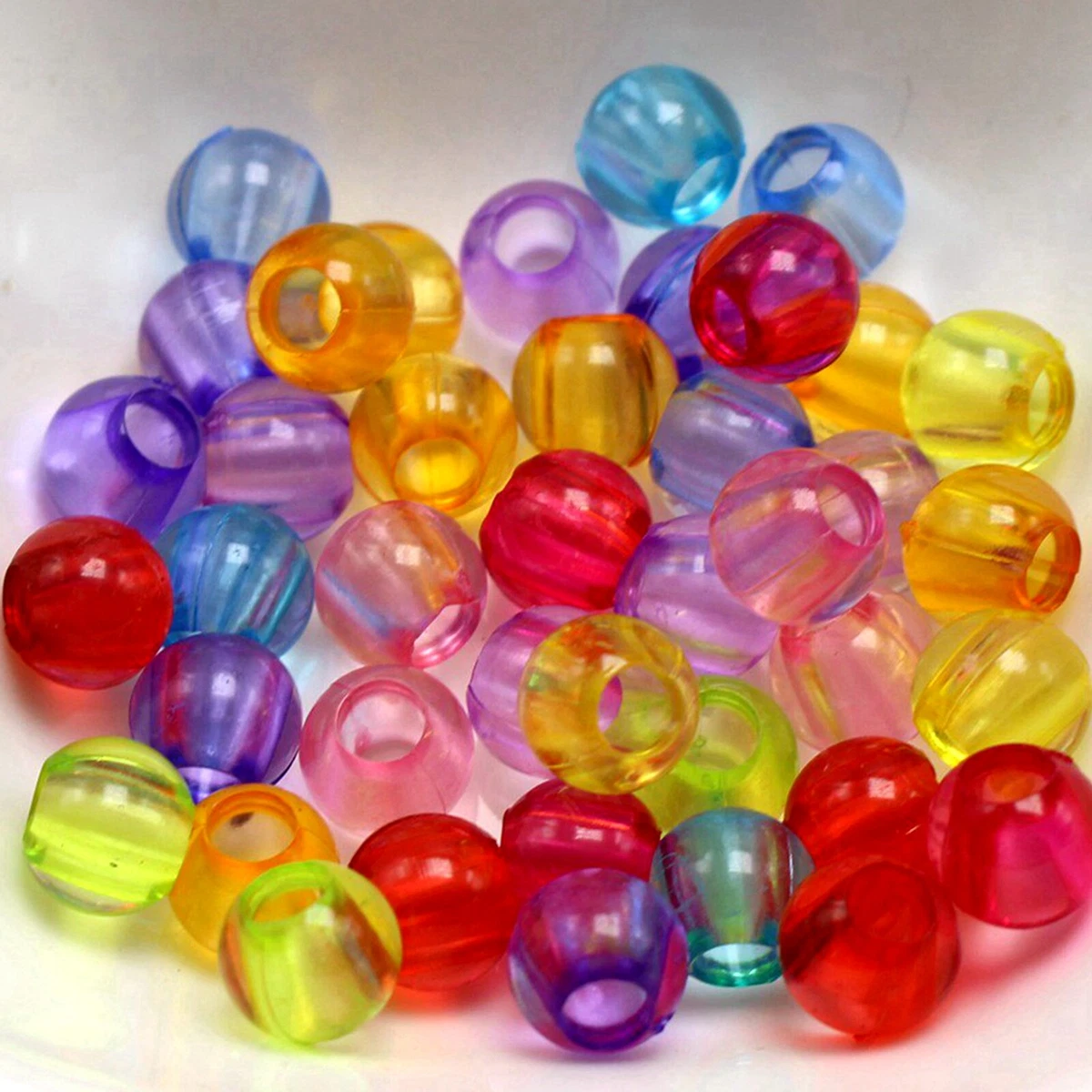 Craft DIY Clear Transparent Color Acrylic Round Pony Beads 8mm-10mm  Wholesale