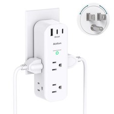 Surge Protector Outlet Extender with Rotating Plug and USB Ports for Travel