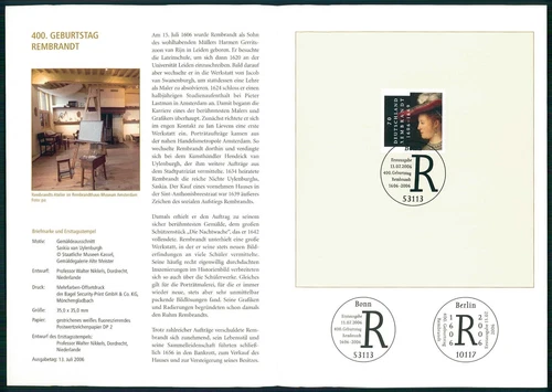 GERMANY FOLDER 2006/33 ART REMBRANDT PAINTING PAINTER
