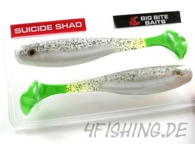 Big Bite Baits 7'' SUICIDE SHAD in SALTY PEPPER LIME PHANTOM