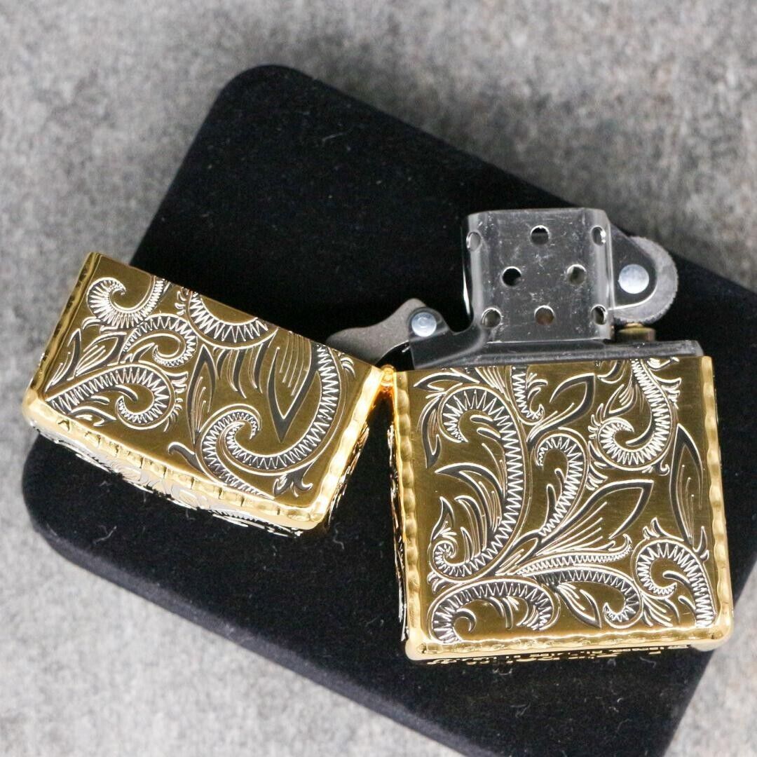 Zippo Armor Case Arabesque 5 Sided Etching Classic Gold Zippo Armor Case Arabesque 5 Sided Etching Classic Gold