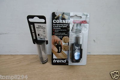 TREND HINGE JIG CORNER CHISEL C/CHISEL & TR12X1/4TC TR12 1/4" ROUTER BIT