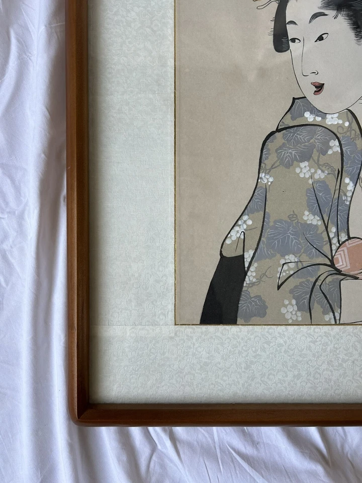 La esposa en la era edo por Utamaro impresión en madera japonesa antigua vintage de JP Foto 4 de 4