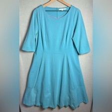 Boden Turquoise Irene Ponte Fit Flare A-Line Dress Scoop Neck Career US Size 14L