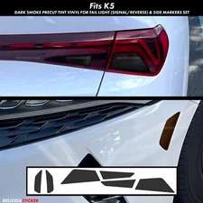 Fits Kia 21-24 K5 SMOKE Tail Light & Side Markers Overlays Tint Precut Vinyl SET