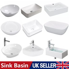 Bathroom Ceramic Basin Counter Top Hand Wash Vanity Sink White Bowl Round UK