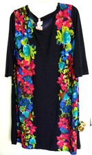 WOMANS MULTI COLOR NAVY/FUSCHIA POLYESTER DRESS SIZE 3X