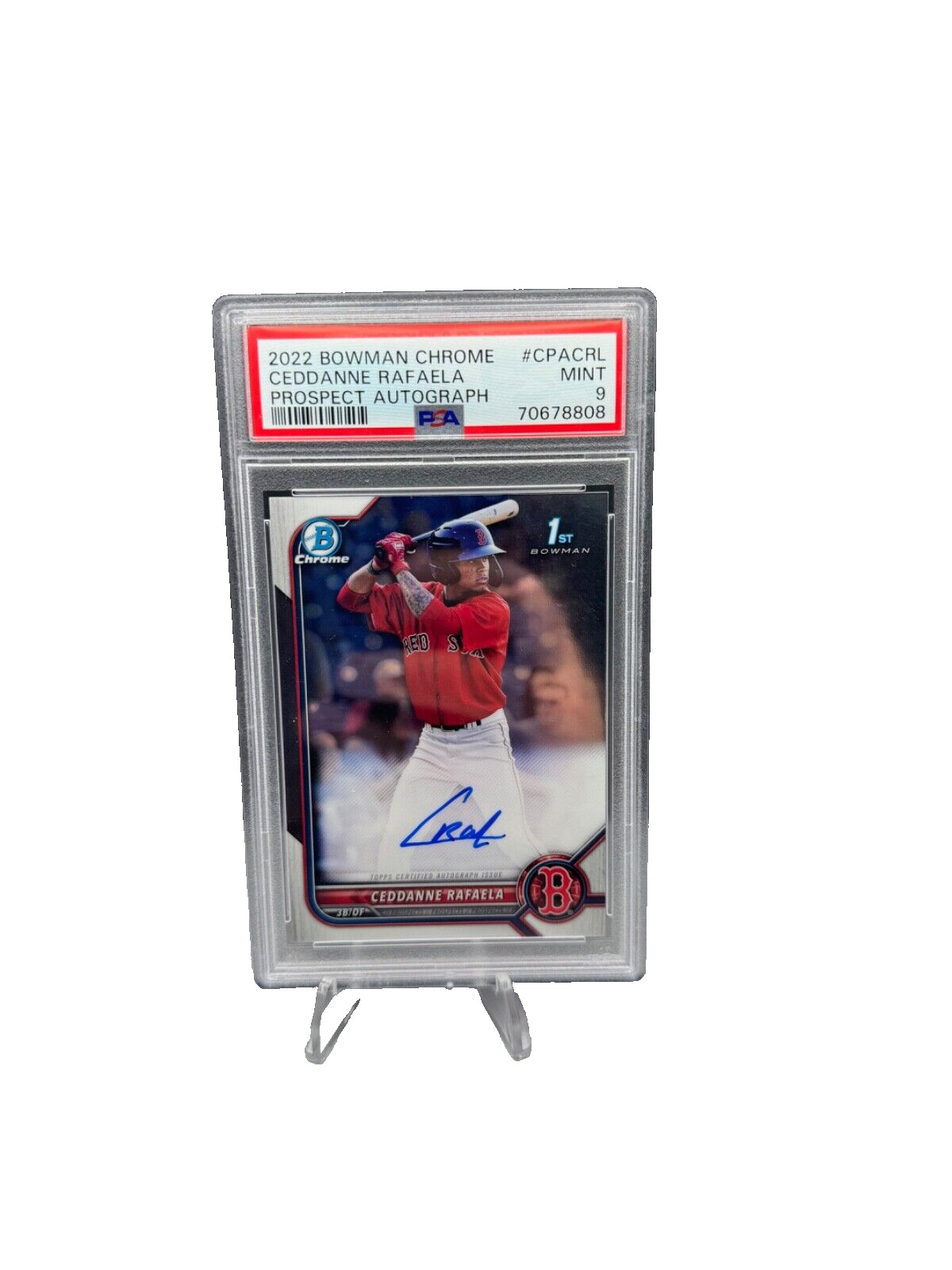 2022 Bowman Chrome Autograph Ceddanne Rafaela PSA 9 1st Prospect #CPA-CRL