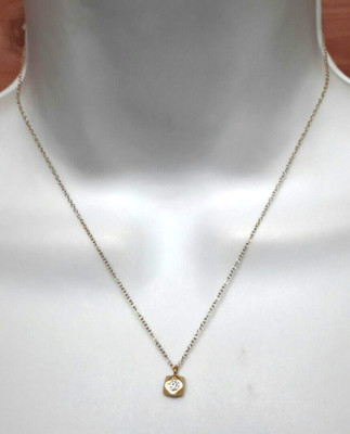New Zina Kao Faceted Hex Bead CZ Pendant Necklace Vermiel 925 Gold Tone 17''