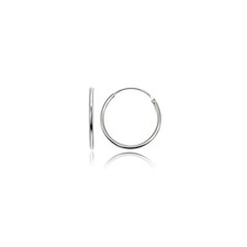 Sterling Silver Endless 20mm Round Thin Lightweight Unisex Hoop Earrings
