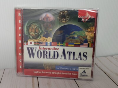 The Learning Company Compton's Interactive World Atlas CD ROM - New Sealed