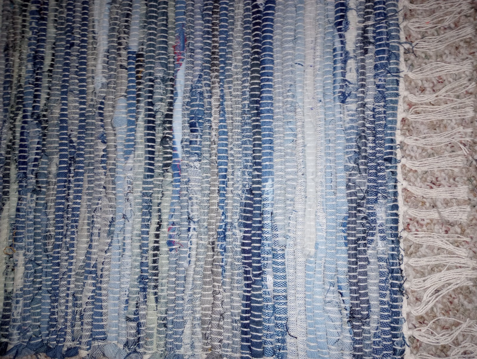 20.' x 32'' Cotton Rag Throw Rug in Denim Blue, Hand Woven 15542042500