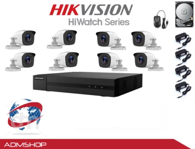 KIT VIDEOÜBERWACHUNGSKAMERAS DVR 8 CH + 8 KAMERAS HIKVISION DVR 2MPX
