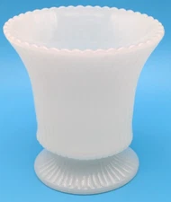 Vintage E O Brody Cleveland Ribbed Footed Milk Glass Vase