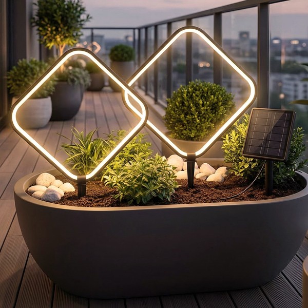 Solar Gartenleuchten 2Er Set Led Solar Gartenstecker Modern Solarleuchte Alu-image