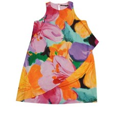 Lauren Ralph Lauren Floral Dress 14P All Over Print Sleeveless Shift Drape Mini