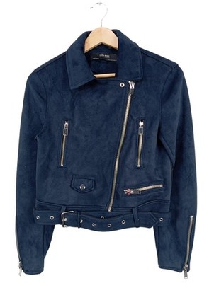 ZARA Bikerjacke Damen Jacke Gr. DE 36 blau Casual-Look