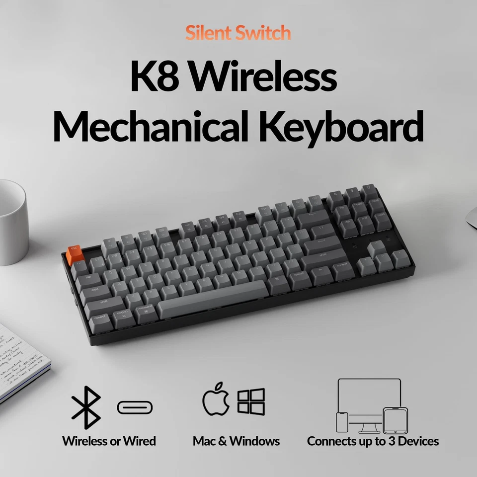 K8 Wireless Mechanical Keyboard – Silent Red Switch for Quiet Office and Gami... - Image 2 of 4