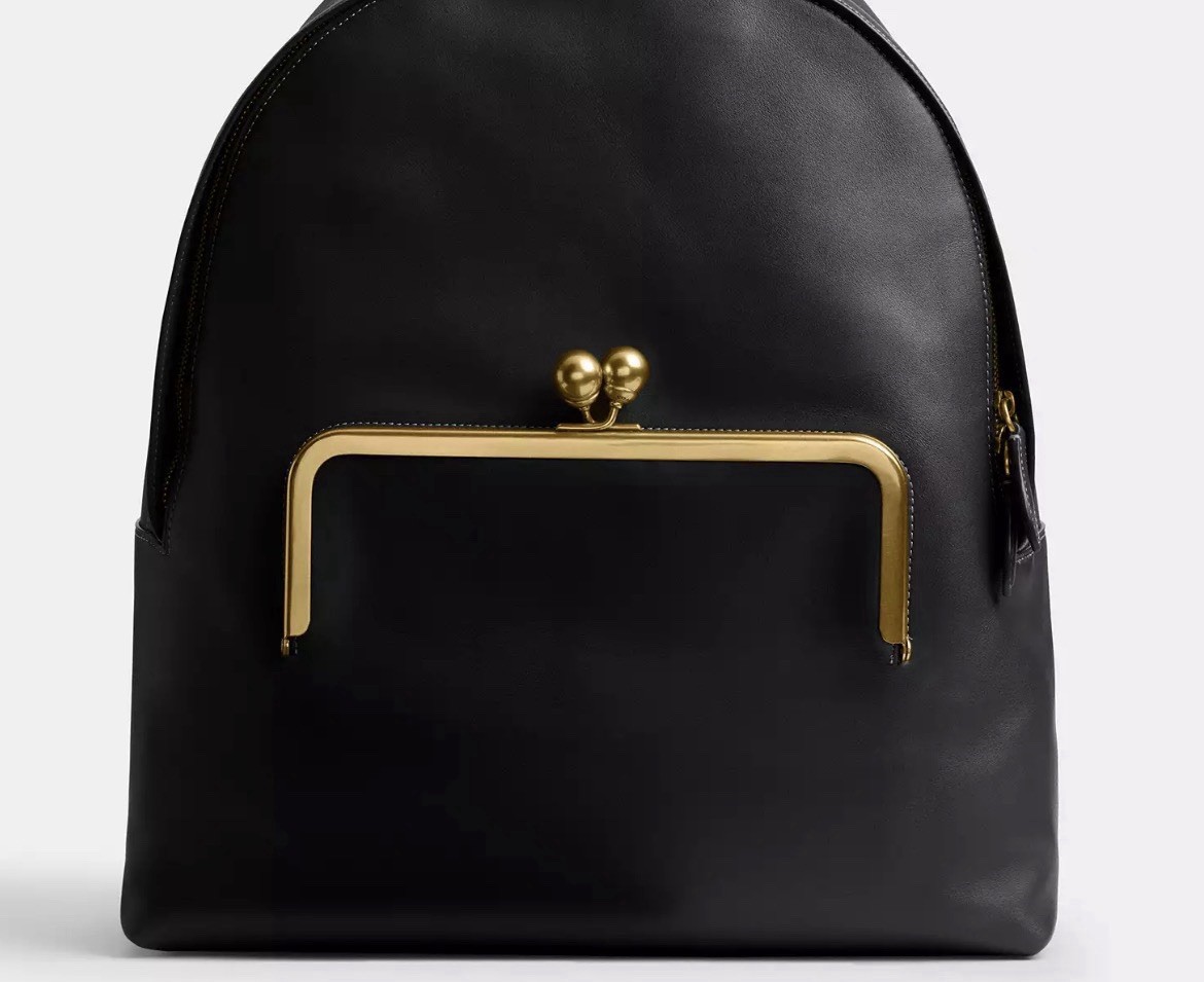 Coach Outlet Kissrock Frame Backpack CBR55 B4/BK Brass/Black | eBay