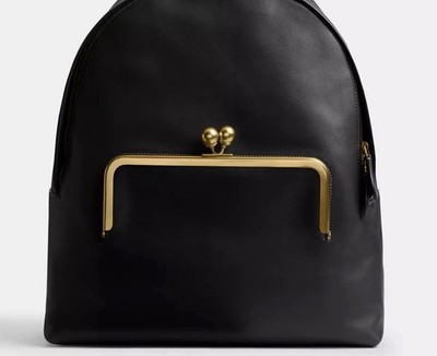 Coach Outlet Kissrock Frame Backpack CBR55 B4/BK Brass/Black | eBay