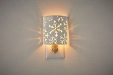 Snowflake Night Light Wall Plug In Christmas Holiday Winter Decor
