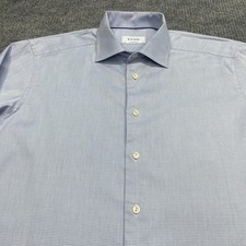 Eton Contemporary Shirt Mens 41/16 Blue Thin Striped Button Up Long Sleeve