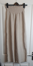 H&M MAMA Ladies UK4/EUR32 Beige Linen Pants/Trousers MATERNITY
