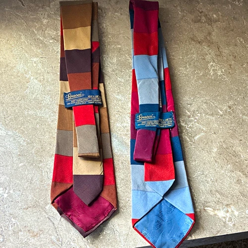 Gucci Lot of 2 Men's 100% Silk Standard Ties Multicolor Geometric - product listing photo