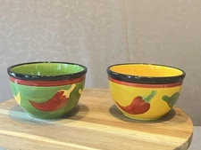 IQ Accessories Inc. Pair Of Ceramic Chili Pepper Dip Bowls H 2-3/4 W 4-3/4