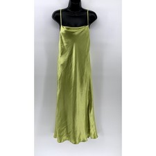 ASOS Women's Green Satin Cowl-Neck Cross Spaghetti Strap Maxi Dress SZ 0