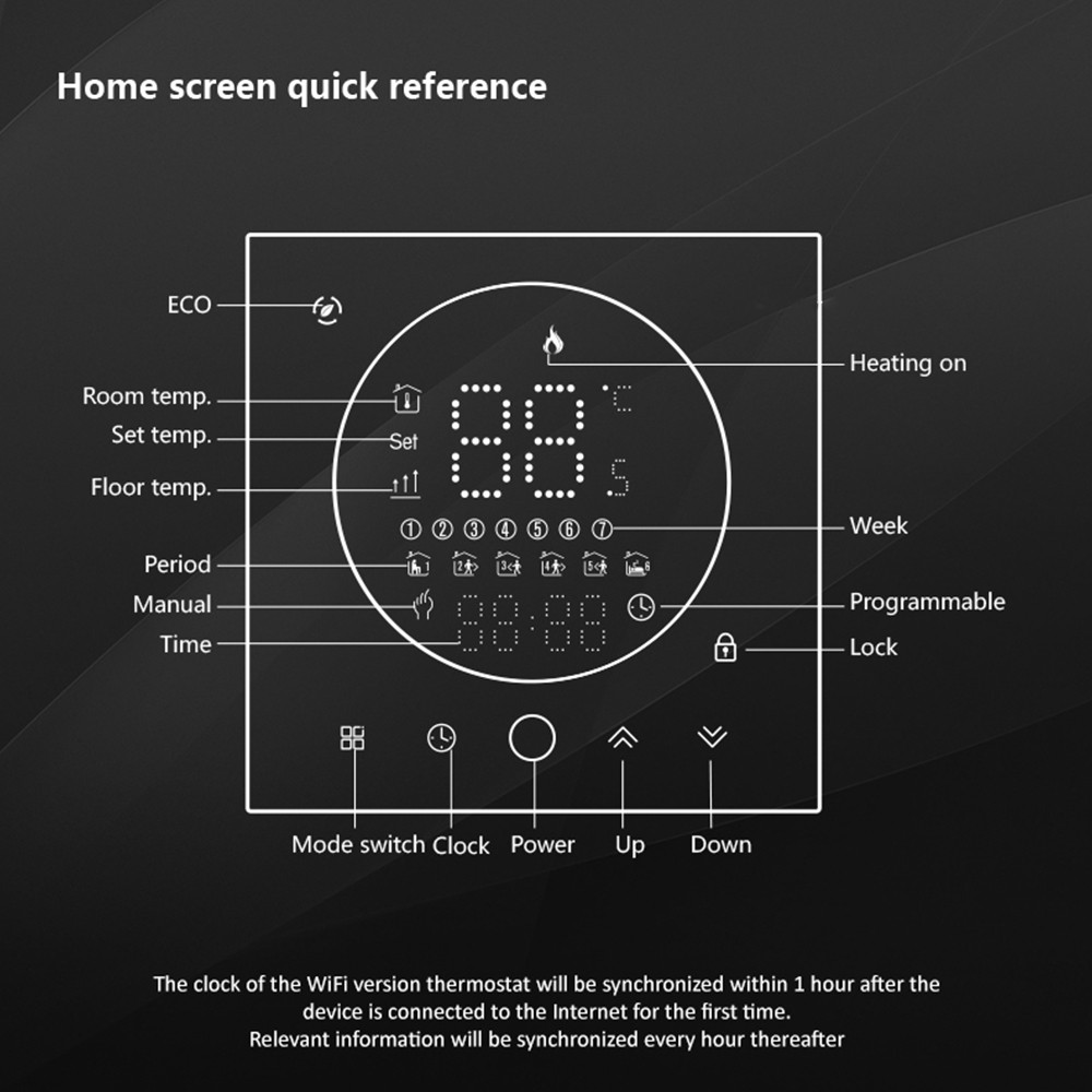 Smart Thermostat 3A Digital Programmable LED Display Underfloor Heating Temperat