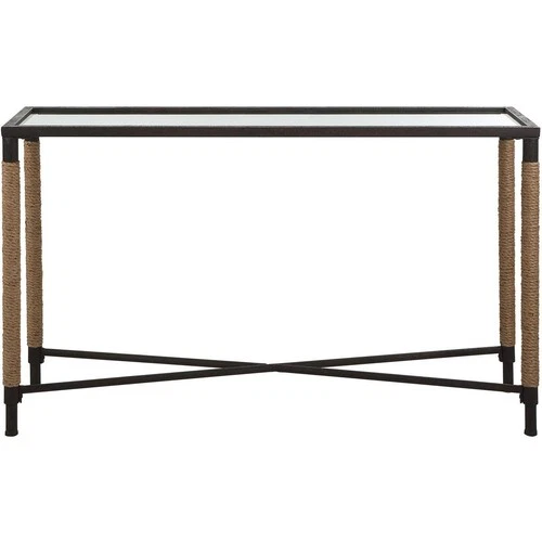Uttermost 22880 Braddock Console Table Rustic Iron and Natural Fiber Rope - Picture 1 of 7