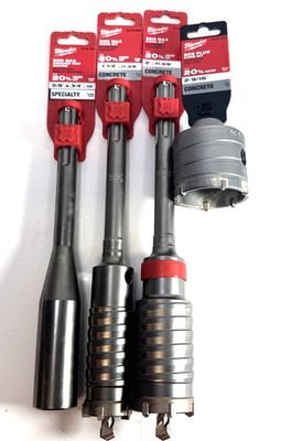 Milwaukee SDS-Max Concrete Core Bit Chisel Drill Bit Bundle Lot 4 Pieces