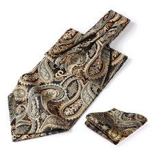 Men's Paisley Cravat Tie Pocket Square Set Floral Ascot Scarf Wedding