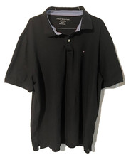 Tommy Hilfiger Polo Shirt Mens XL Black Regular Fit Cotton Short Sleeve Logo