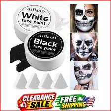 Black and White Face Paint 6pcs Halloween Makeup Kit, Professional Oil-Based Ful