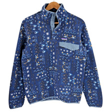 Patagonia Aztec Synchilla Snap-T Fleece Pullover Mens Small Blue Wandering Woods