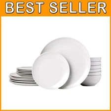 Classic White Porcelain Dinner Set, Service for 6, 18-Piece