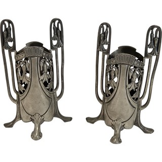 Antique Metal Vases Set WMF Design Art Nouveau Style Britannia Metal Preloved