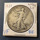 1937 Liberty Walking Half Dollar VF Silver 50C Coin