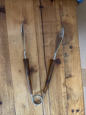 VTG MCM Bakelite Handle Brown Marbled Swirl Claw Ice Tongs Bartender Tool