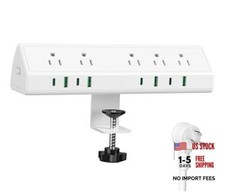 Desk Clamp Power Strip,45W Fast Charging Station,4 USB-C,4 6 FT Cable White