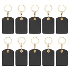 10pcs Leather Keychain,70mm Sublimation Keychain Blanks,Rectangular,Black