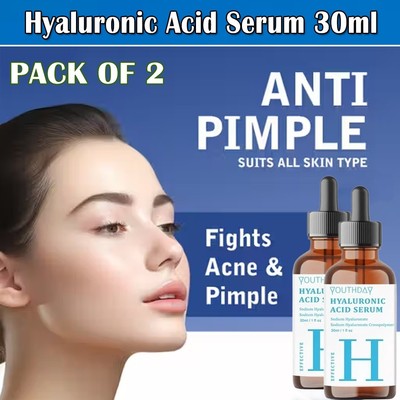 Hyaluronic Acid Anti-aging Serum - 100% Pure Medical Formula - 1 oz (Pack 2)
