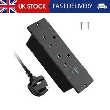 Recessed Power Strip with USB C Desk Power Socket Furniture Desk Table Black