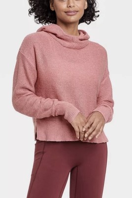  Small  New Target Active All in Motion Rose Red L/S Knit Hooded Pullover