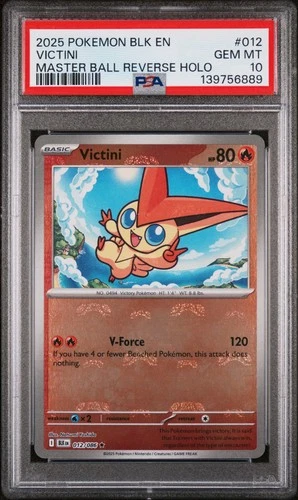 PSA 10 GEM Mint Victini 012/086 Master Ball Reverse Holo - Pokémon BLK EN