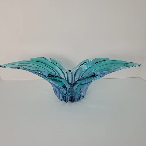 Vintage Murano Style Mermaid Tail Ombré Blue Glass Barbini Winged Centerpiece