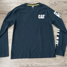 Caterpillar Trademark Banner Long Sleeve T Shirt Mens Medium Black Graphic
